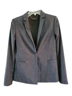 Elie Tahari Blue Houndstooth Single-Button Notch Lapel Wool Blend Blazer - Sz 6